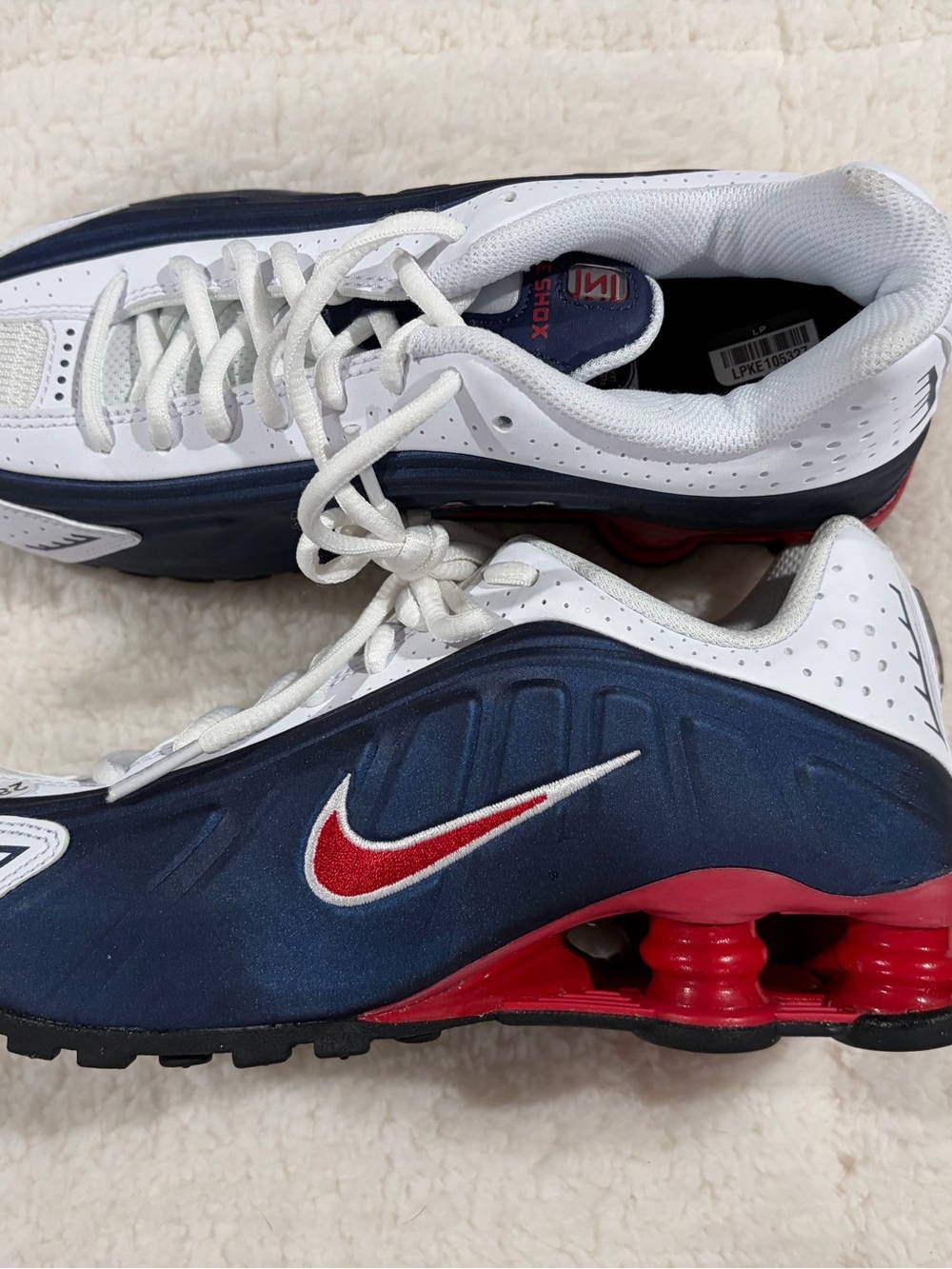 Nike Kids Navy White Red Shox Athletic Sneakers